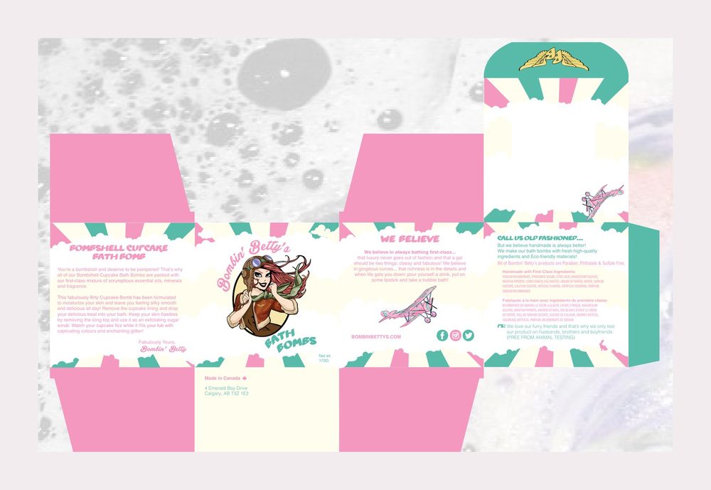 Bombin’ Betty’s — Cupcake box dieline