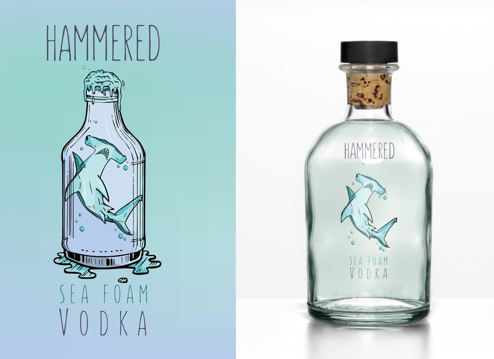 Hammered Sea Foam Vodka — Bottle & label concept